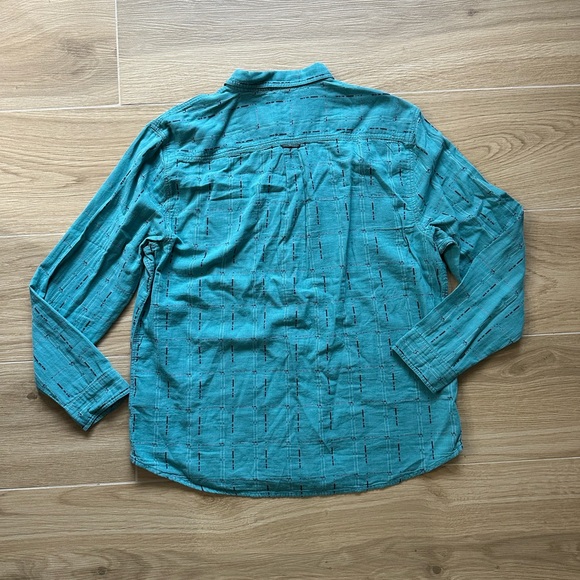 Men's Teal Long Sleeve Shirt Button Down - Picture 5 of 7